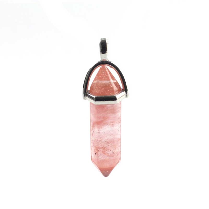 Natural double terminated crystal pendant