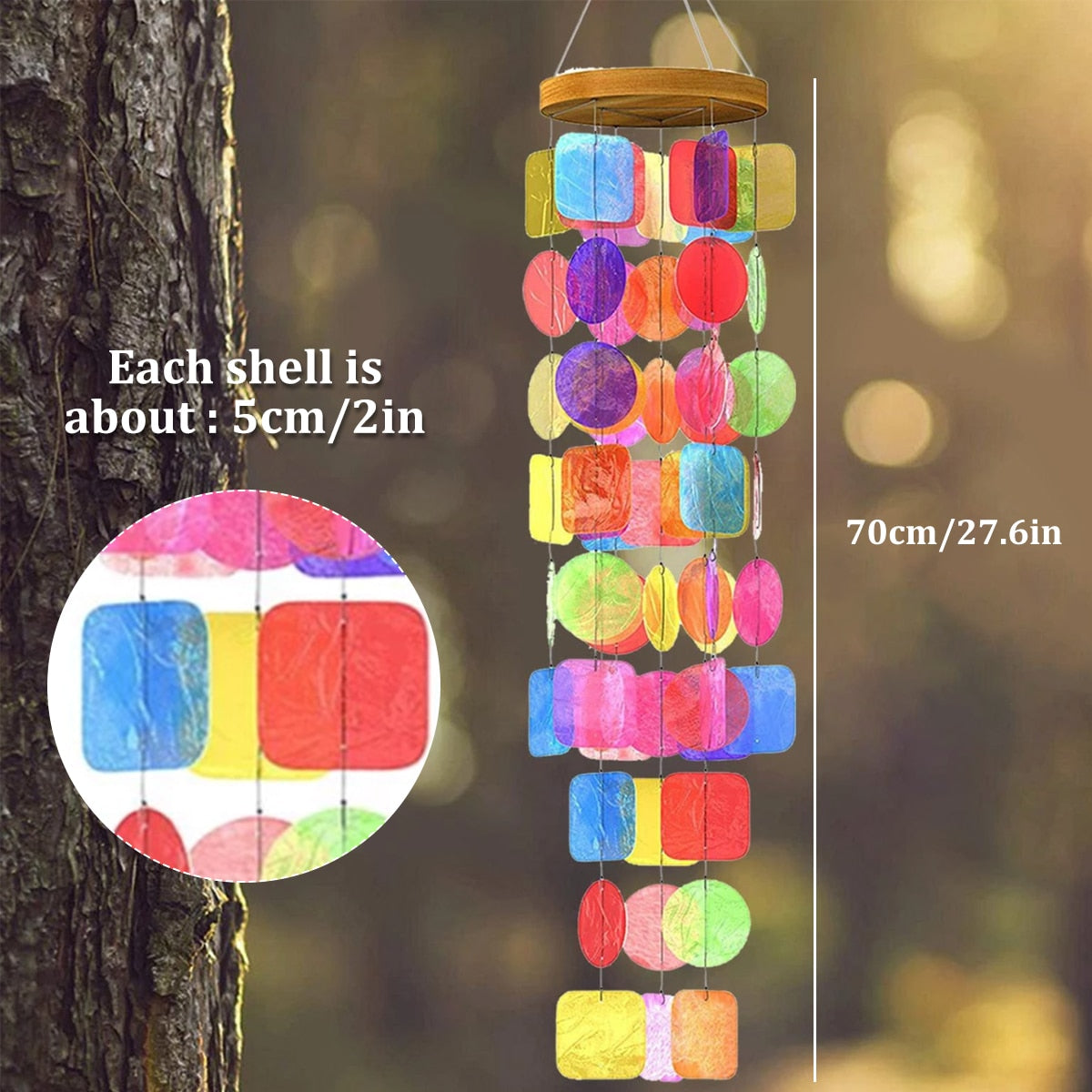 Rainbow Wind Chimes Shell for in or outdoor