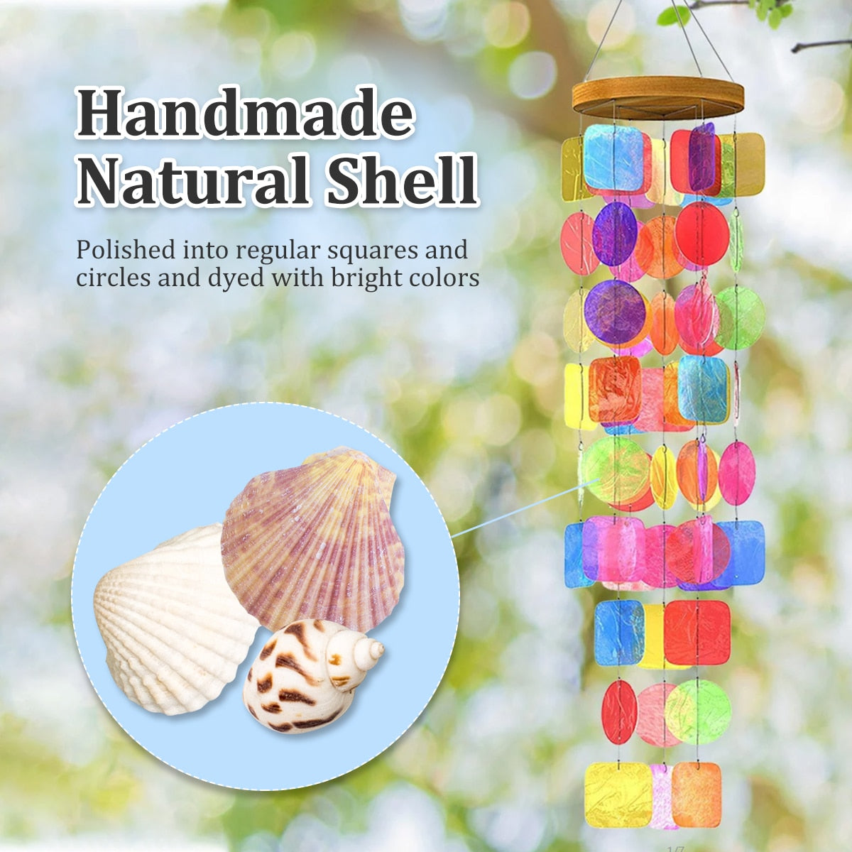Rainbow Wind Chimes Shell for in or outdoor