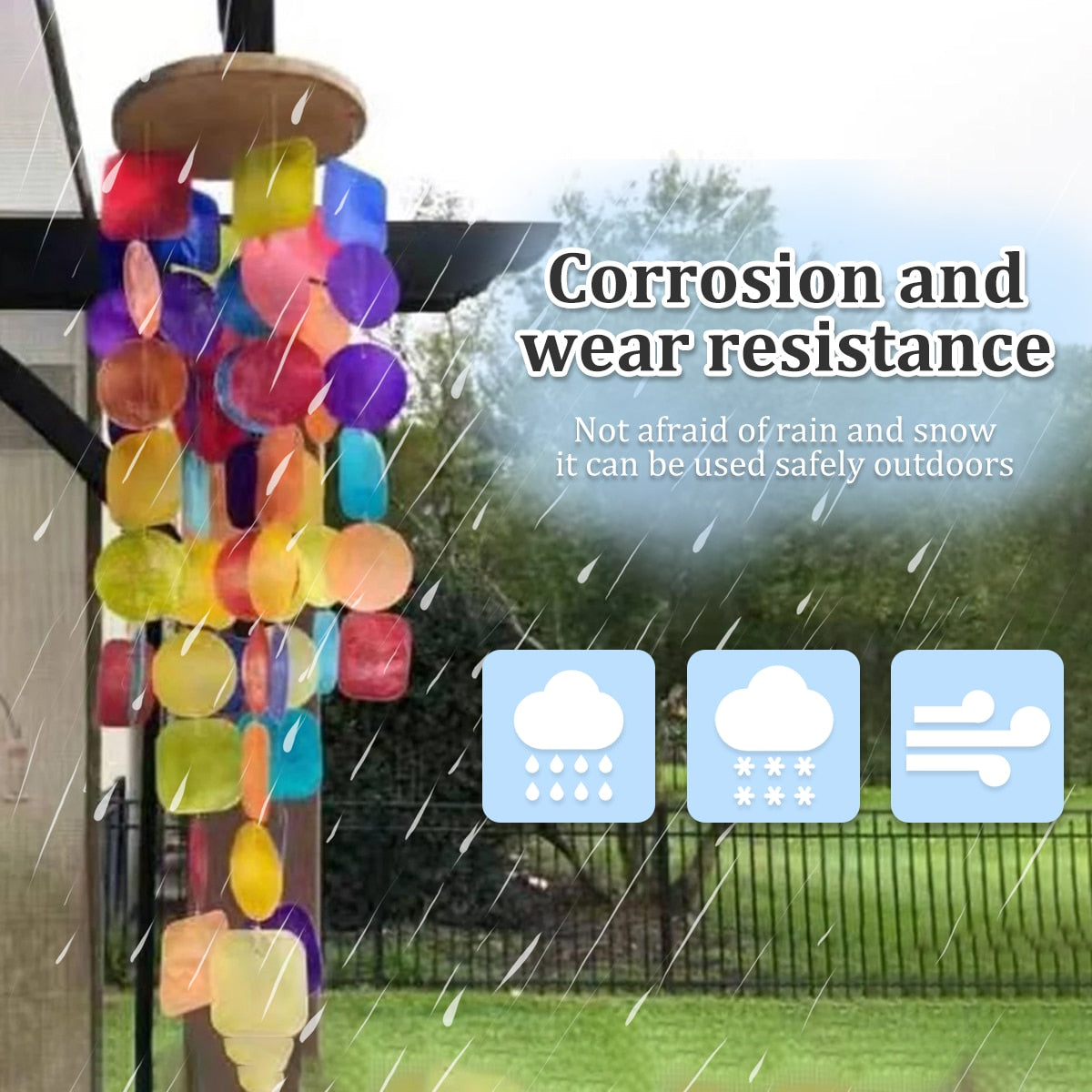 Rainbow Wind Chimes Shell for in or outdoor