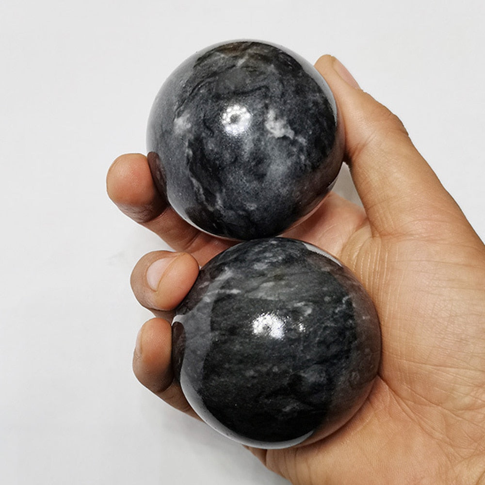 1Pair 50mm Natural Jade Baoding Ball Fitness Handball Quartz Sphere