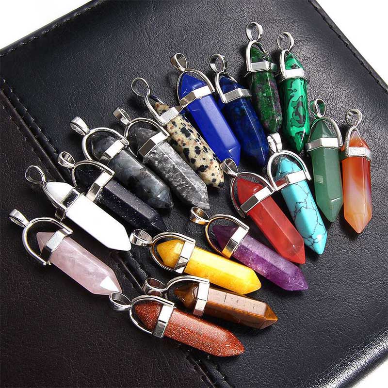 Natural double terminated crystal pendant