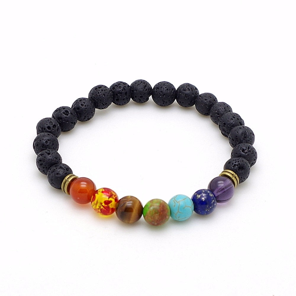 8mm Beads Lava Rock 7 Chakra bracelets