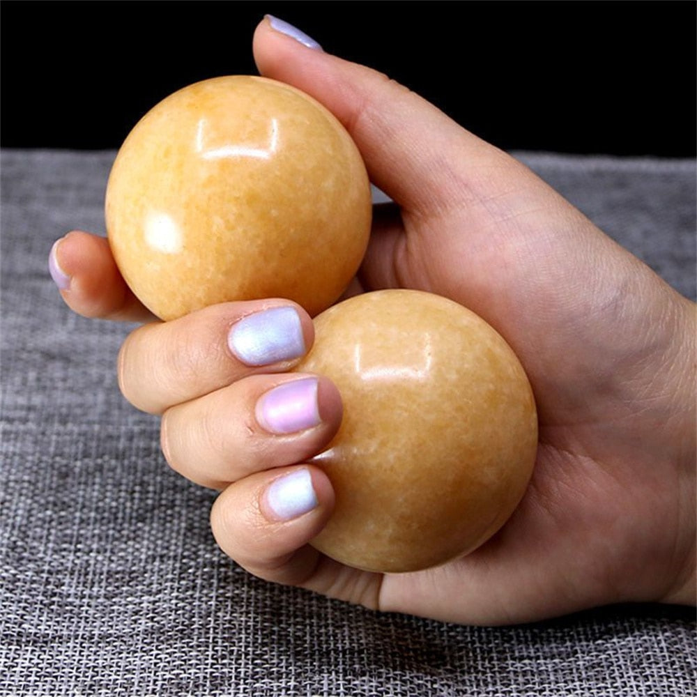 1Pair 50mm Natural Jade Baoding Ball Fitness Handball Quartz Sphere